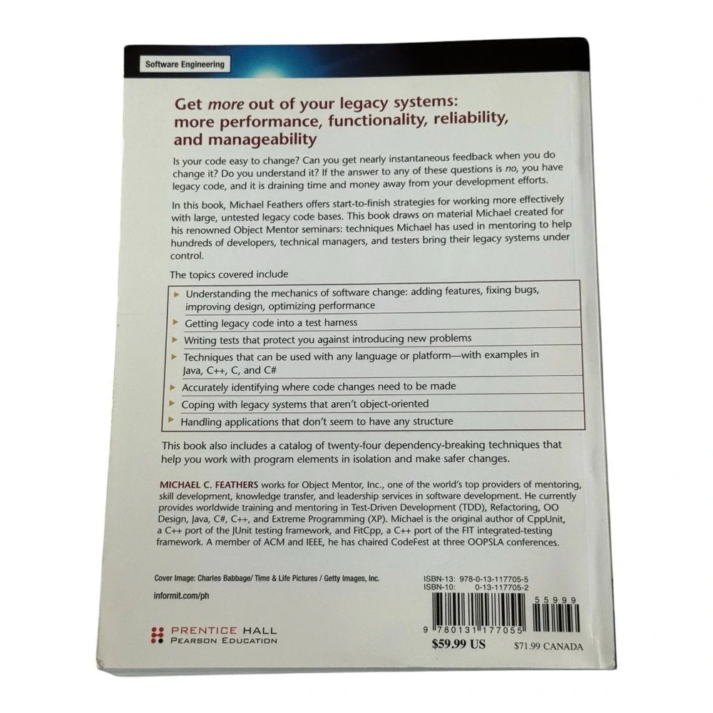Working Effectively with Legacy Code Michael C Feathers HC 10th Printing 2009